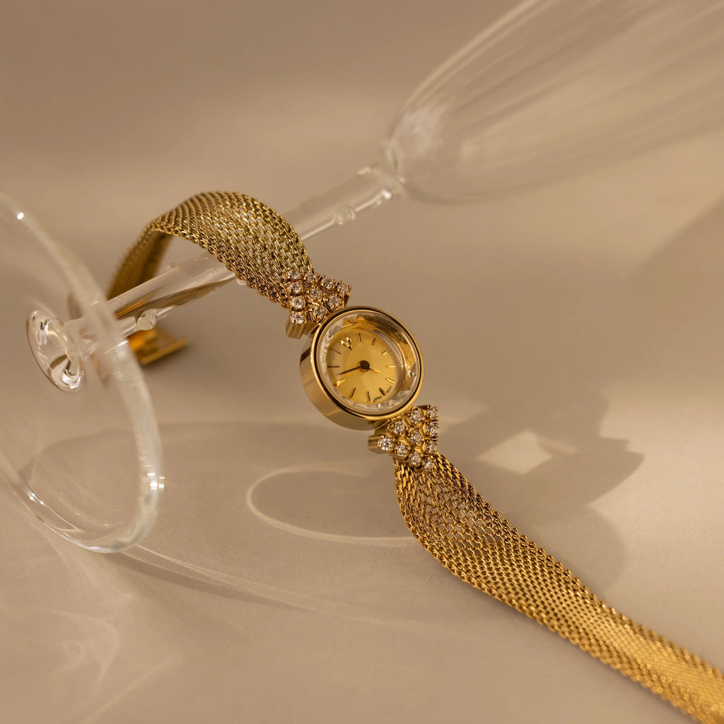 Diamond Mesh Timepiece Silver 18K Gold Plated