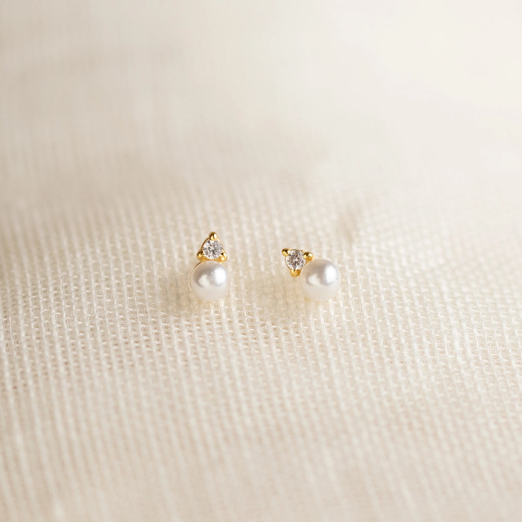 Raindrop Pearl Studs Silver 18K Gold Plated