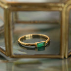 Jade Baguette Ring Silver 18K Gold Plated