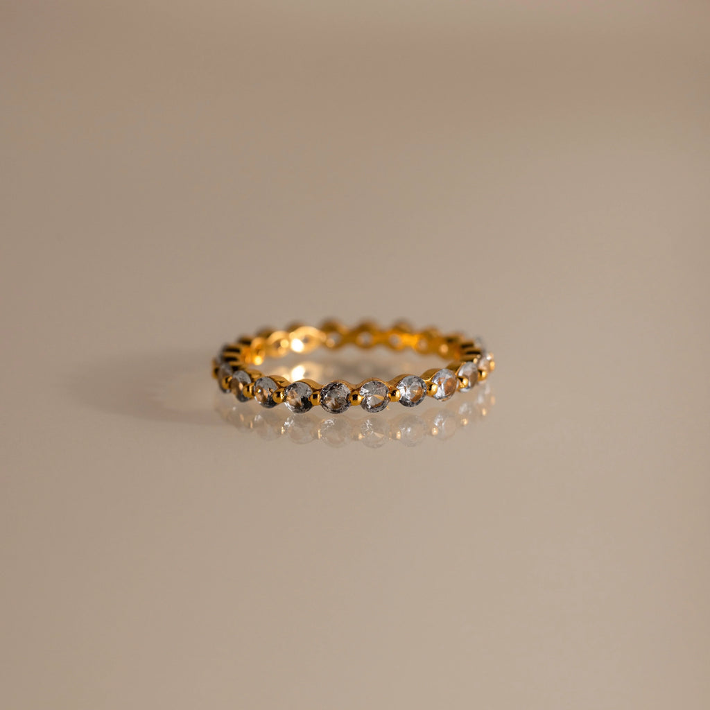 Aquamarine Lace Eternity Ring Silver 18K Gold Plated