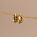 Bold Oval Huggies Silver 18K Gold Plated