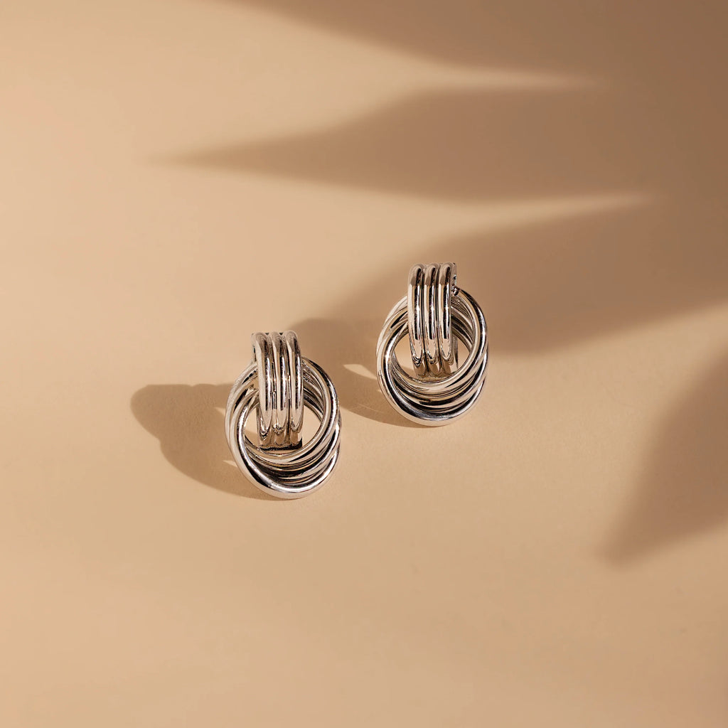 Triple Knot Earrings Silver 18K Gold Plated