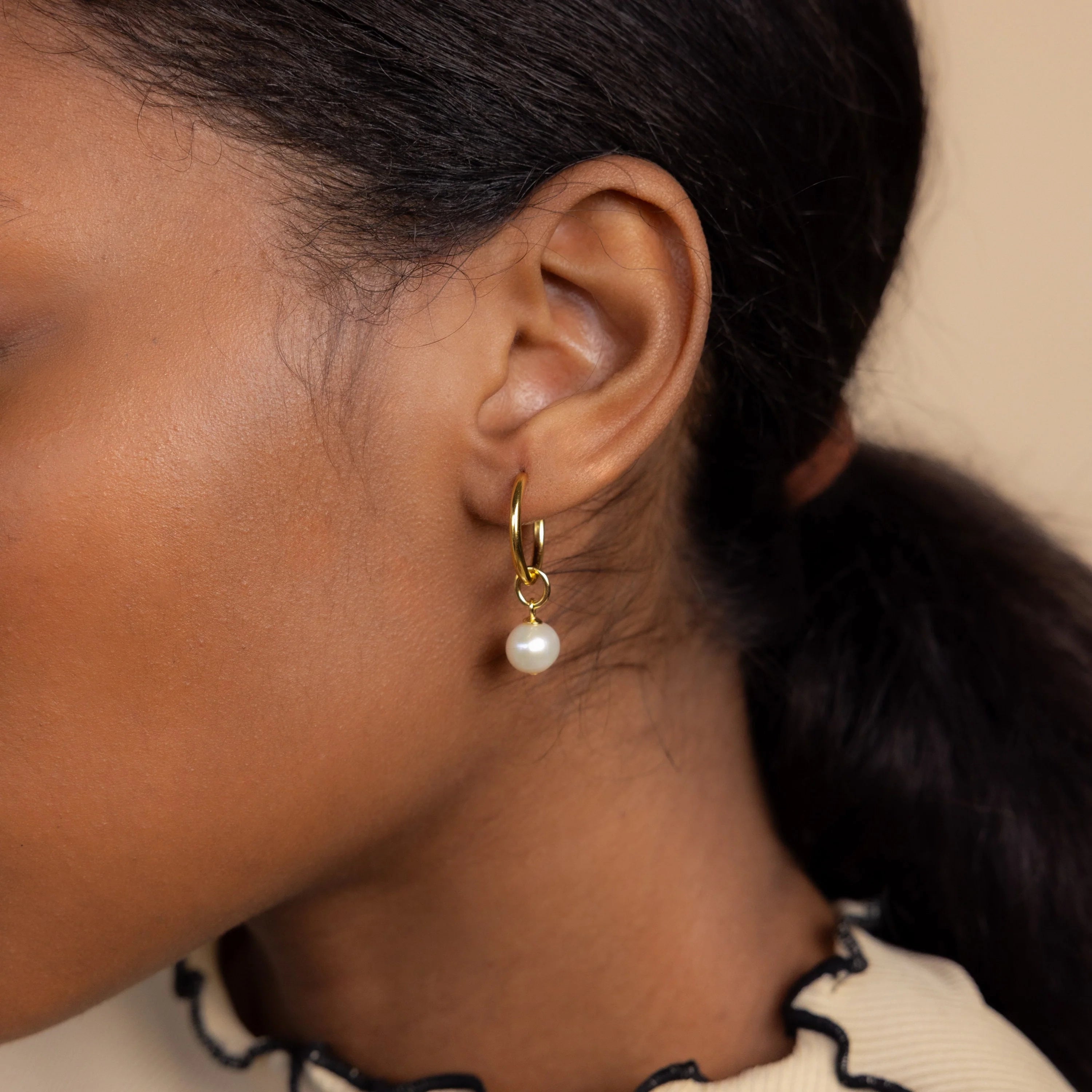 Classic Pearl Charm Silver 18K Gold Plated