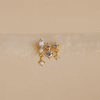 Triple Diamond Studs Set Silver 18K Gold Plated