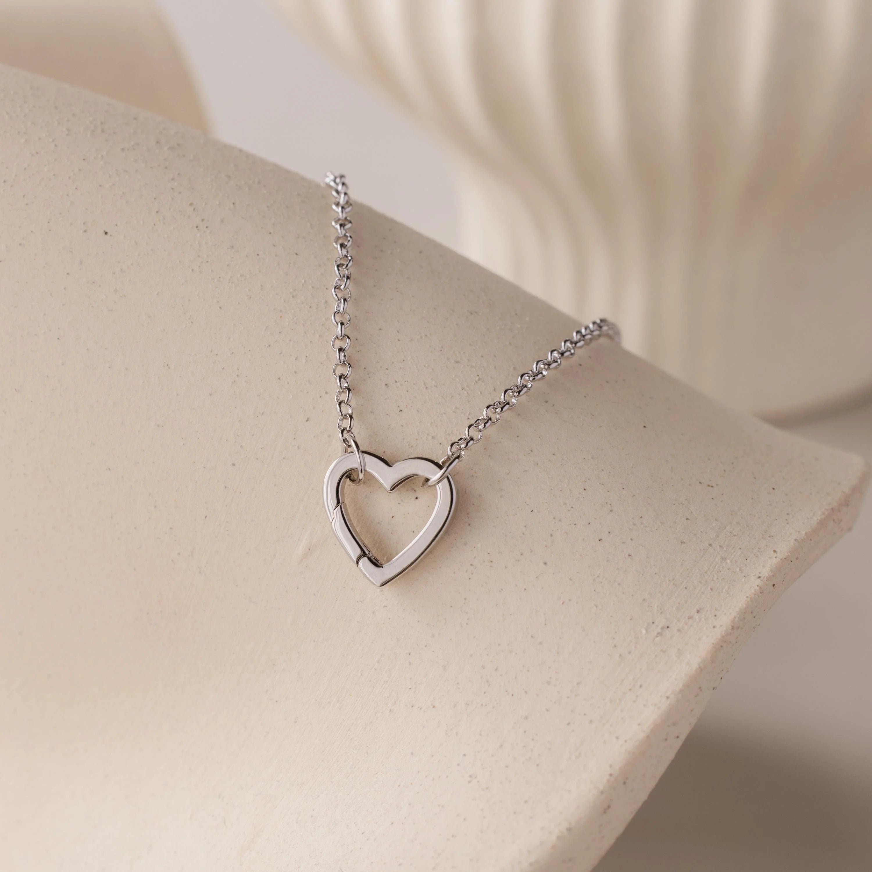 Rolo Heart Clasp Necklace Silver 18K Gold Plated