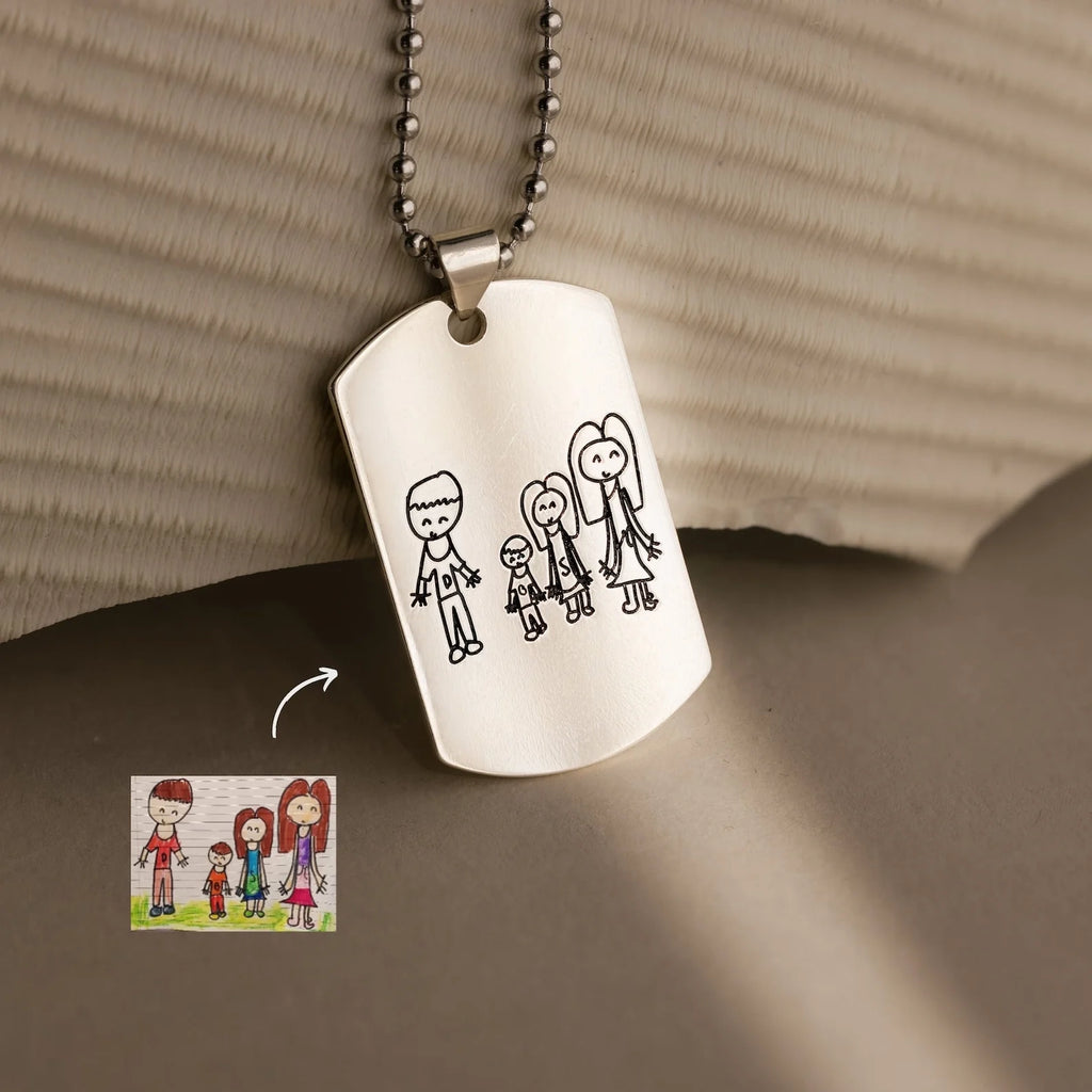 Men's Dog Tag Necklace Silver 18K Gold Plated