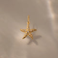Diamond Pave Starfish Charm Silver 18K Gold Plated