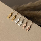Rectangle Birth Flower Earrings Silver 18K Gold Plated