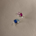 Toi et Moi  Pear-Emerald Cut Ring Silver 18K Gold Plated