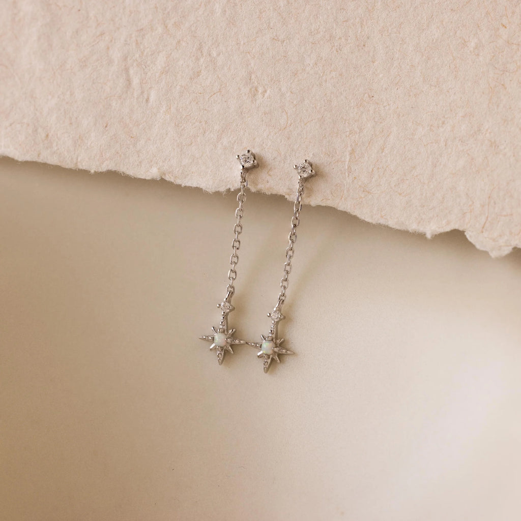 Starburst Drop Studs Silver 18K Gold Plated