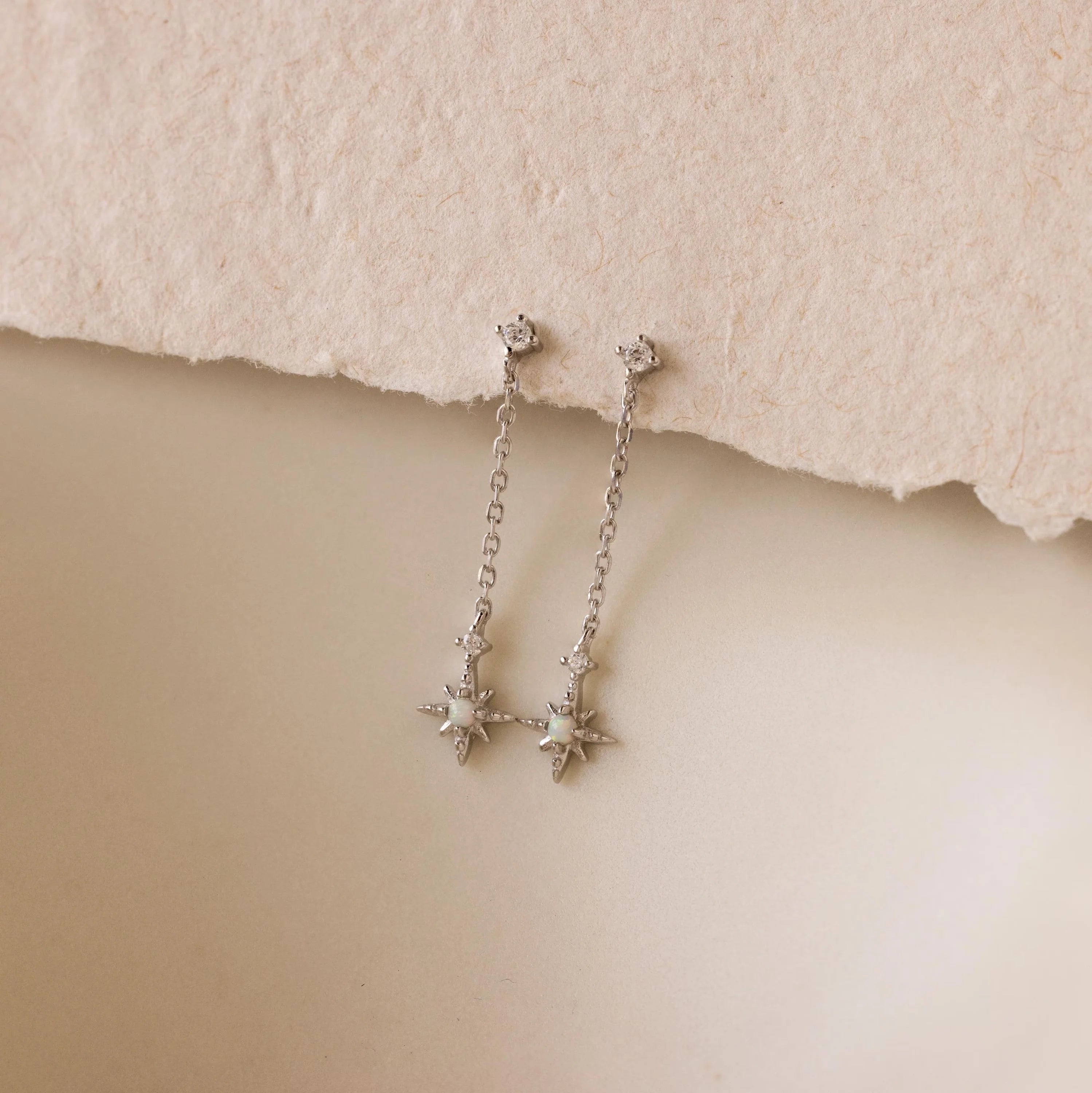 Starburst Drop Studs Silver 18K Gold Plated