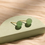 Jade Bead Studs Silver 18K Gold Plated