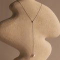 Diamond Pearl Drop Lariat Necklace  Silver 18K Gold Plated