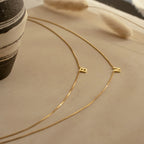 Alice Double Letter Box Chain Necklace Silver 18K Gold Plated