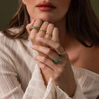 Jade Band Spinner Ring Silver 18K Gold Plated