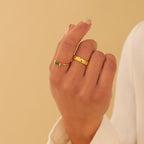 Baguette Cut Emerald Ring Silver 18K Gold Plated