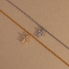Dainty Cross Charm Bracelet Silver 18K Gold Plated