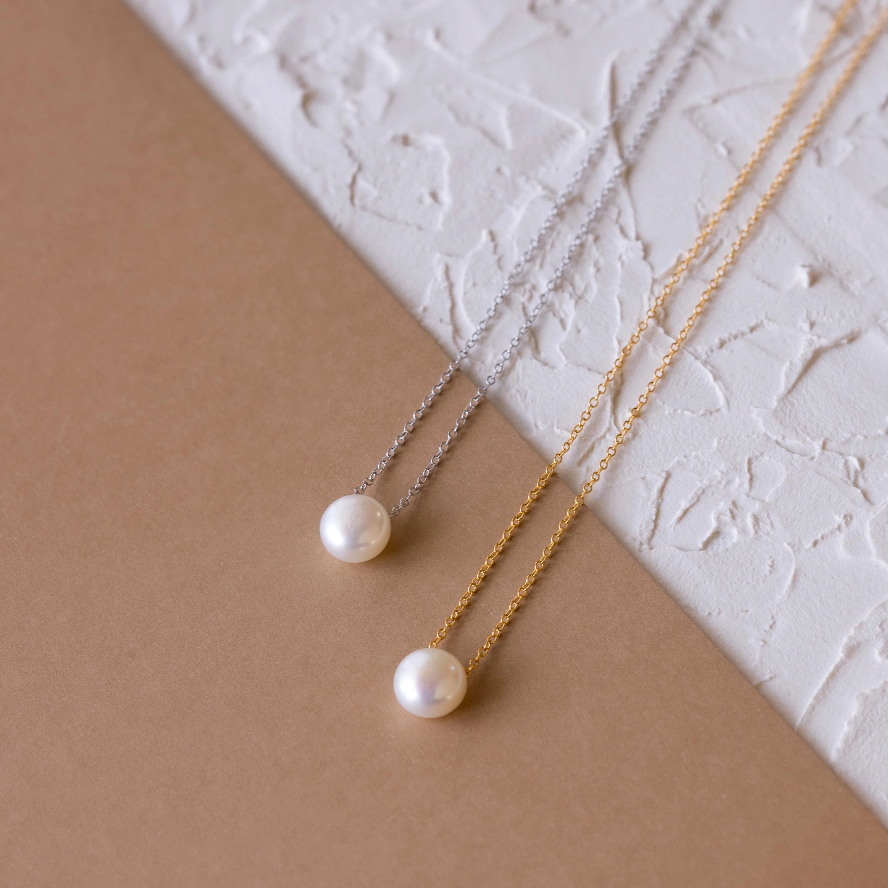 Classic Pearl Pendant Necklace Silver 18K Gold Plated