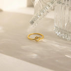 Pave Heart Knot Ring Silver 18K Gold Plated