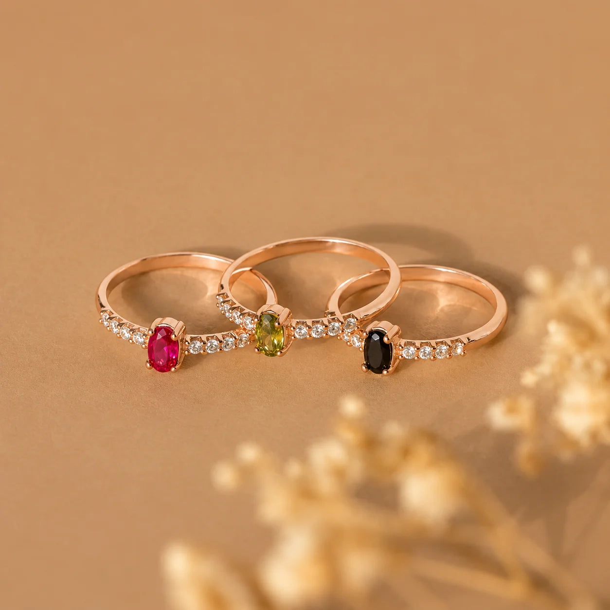 Eternal Elegance: The Pave Oval Birthstone Ring