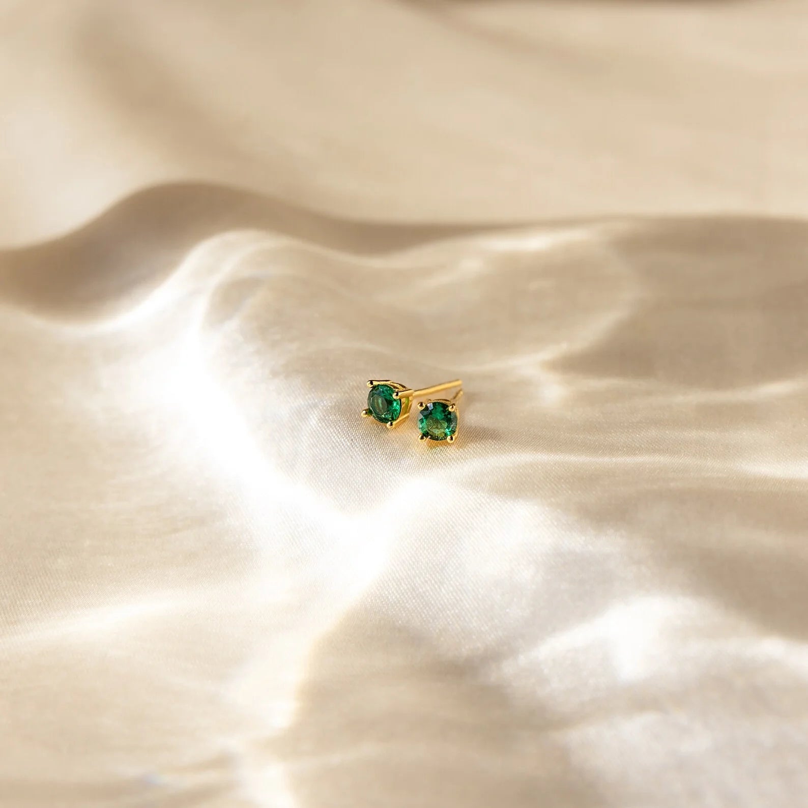 Birthstone Minimalist Studs Silver 18K Gold Plated
