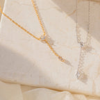 Diamond Lariat Necklace Silver 18K Gold Plated