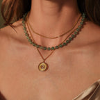 Green Aventurine Choker Necklace Silver 18K Gold Plated