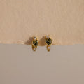 Diamond Peridot Heart Hoops Silver 18K Gold Plated