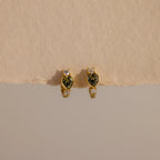 Diamond Peridot Heart Hoops Silver 18K Gold Plated