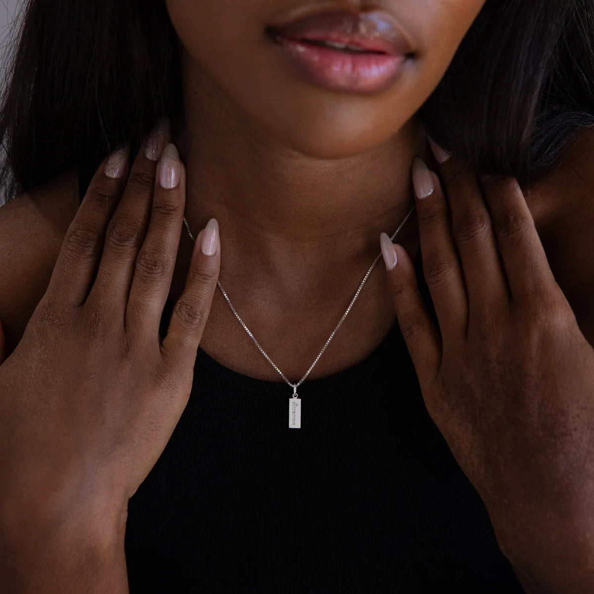 Dainty Tag Name Necklace Silver 18K Gold Plated