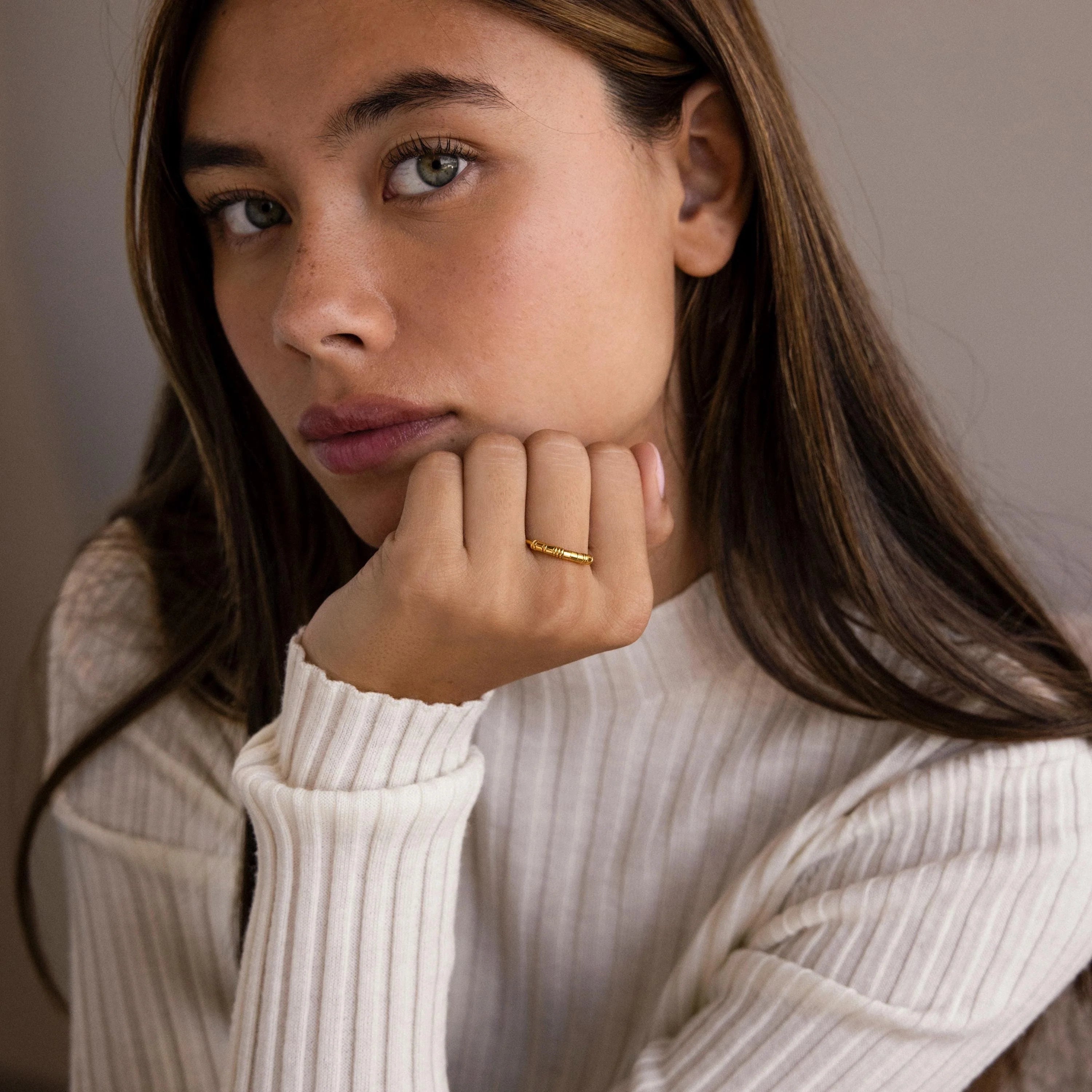 Dainty Beads Code Ring Silver 18K Gold Plated