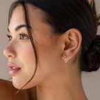 Diamond Cluster Ear Jackets  Silver 18K Gold Plated