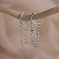 Duo Mirror Chain Huggies Silver 18K Gold Plated