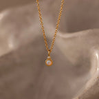 Opal Diamond Necklace Silver 18K Gold Plated