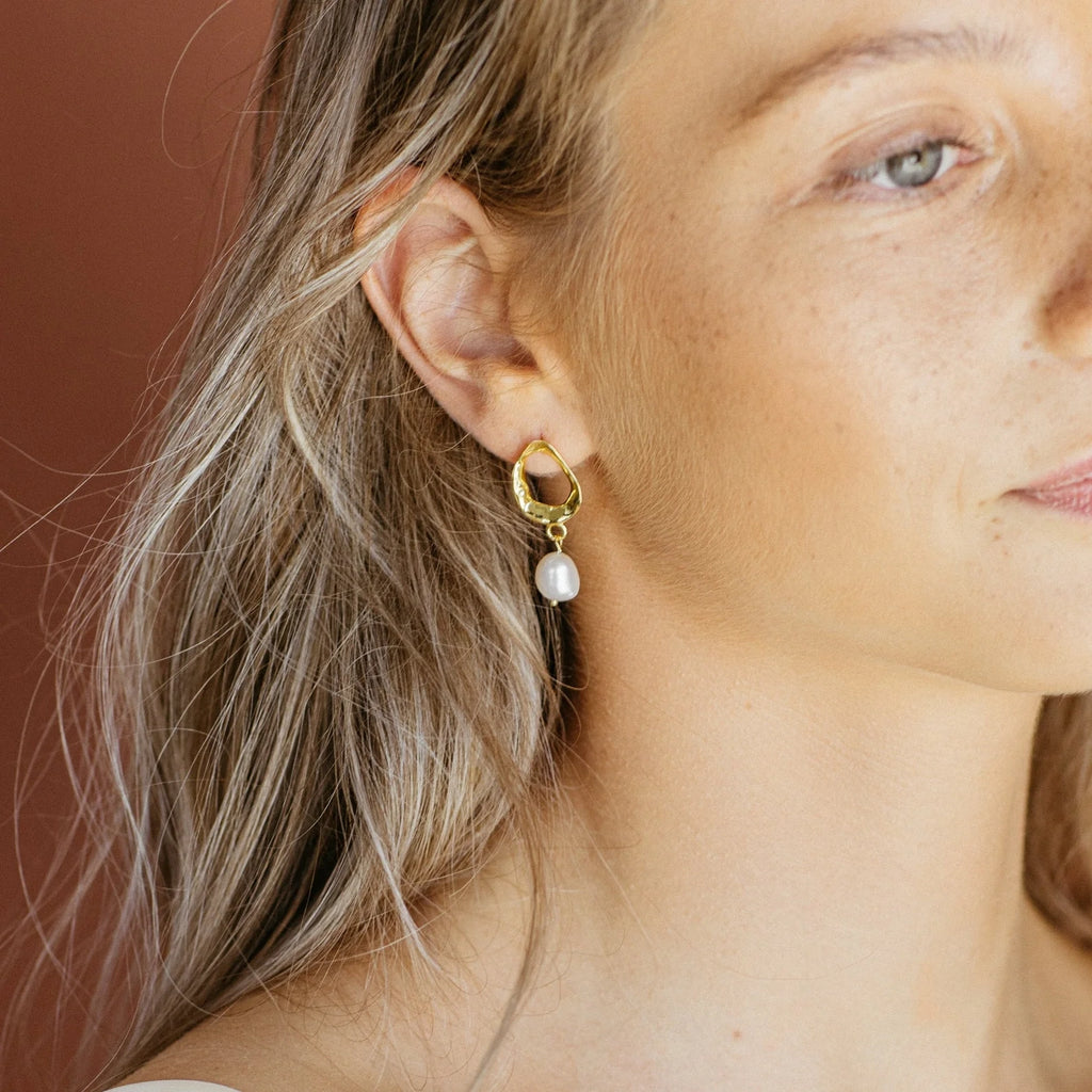 Rebecca Pearl Drop Earrings Silver 18K Gold Plated