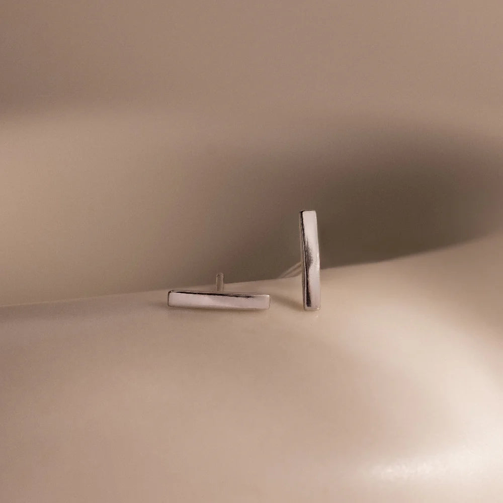 Dainty Bar Studs Silver 18K Gold Plated