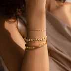 Ribbed Heart Link Bracelet Silver 18K Gold Plated