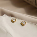 Diamond Heart Shaped Pearl Studs Silver 18K Gold Plated