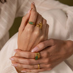 Marquise Jade Signet Ring Silver 18K Gold Plated