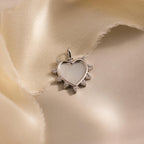 Pave Pearl Heart Charm Silver 18K Gold Plated
