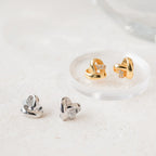 Heart Charm Knot Studs Silver 18K Gold Plated