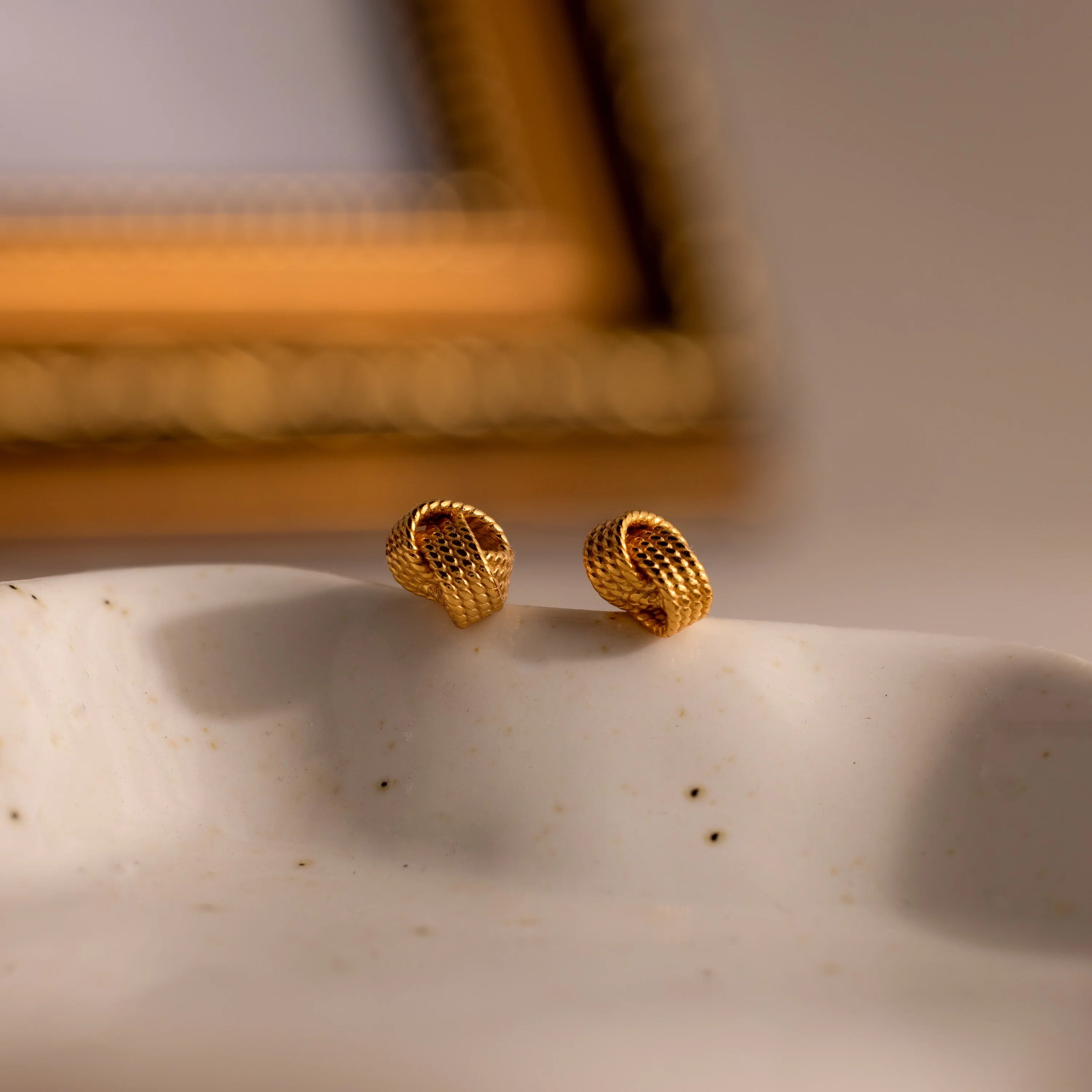 Rope Knot Studs Silver 18K Gold Plated