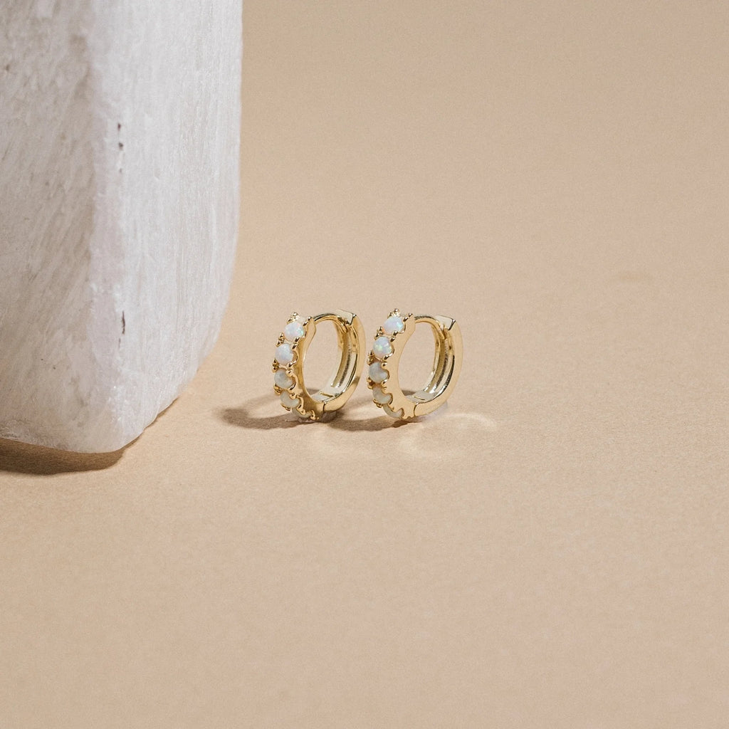 Opal Huggies Silver 18K Gold Plated