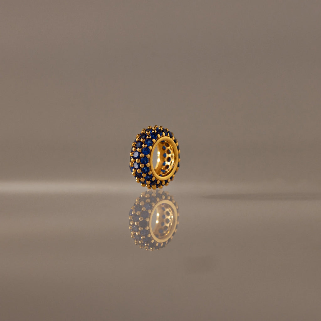 Pave Sapphire Charm Spacer Silver 18K Gold Plated