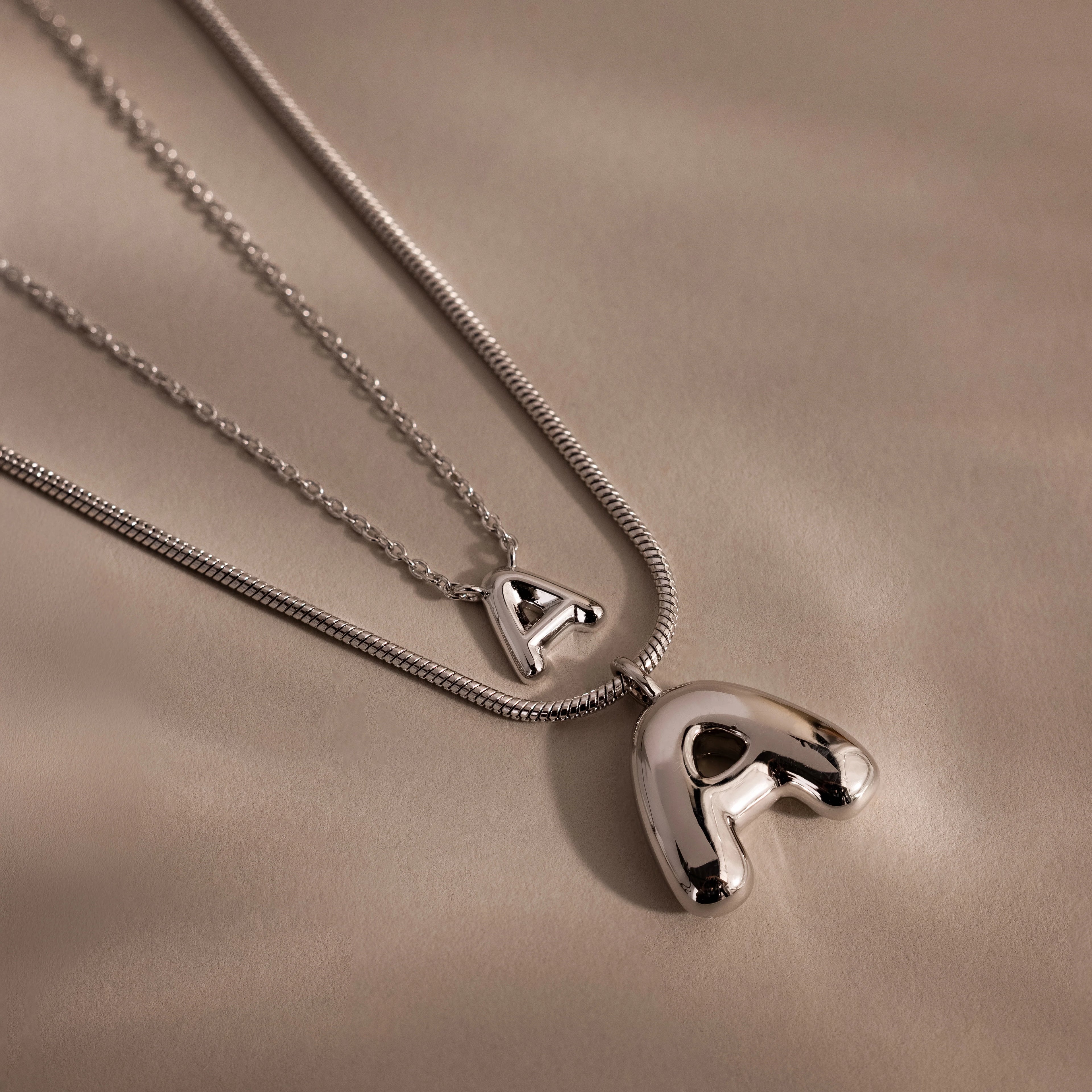 Dainty Bubble Letter Necklace Silver 18K Gold Plated