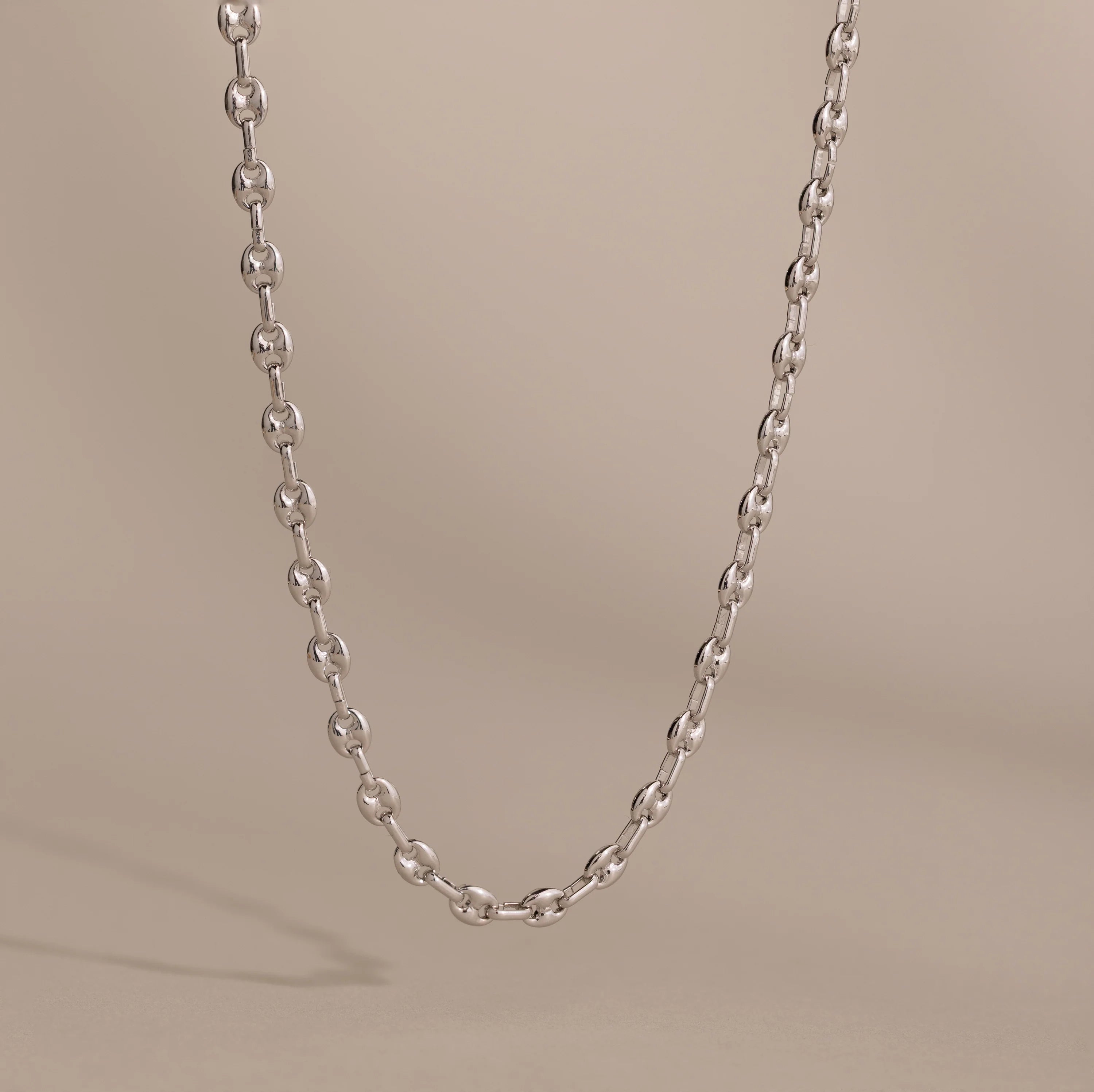 Mini Mariner Chain Necklace Silver 18K Gold Plated