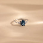 Elizabeth Blue Topaz Ring Silver 18K Gold Plated