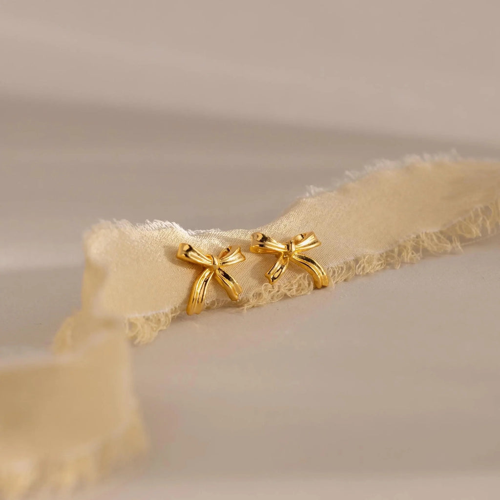 Bow Studs Silver 18K Gold Plated