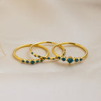 Lace Birthstone Ring Set Silver 18K Gold Plated