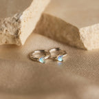 Moonstone Heart Huggies Silver 18K Gold Plated